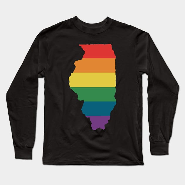 Illinois State Rainbow Long Sleeve T-Shirt by n23tees